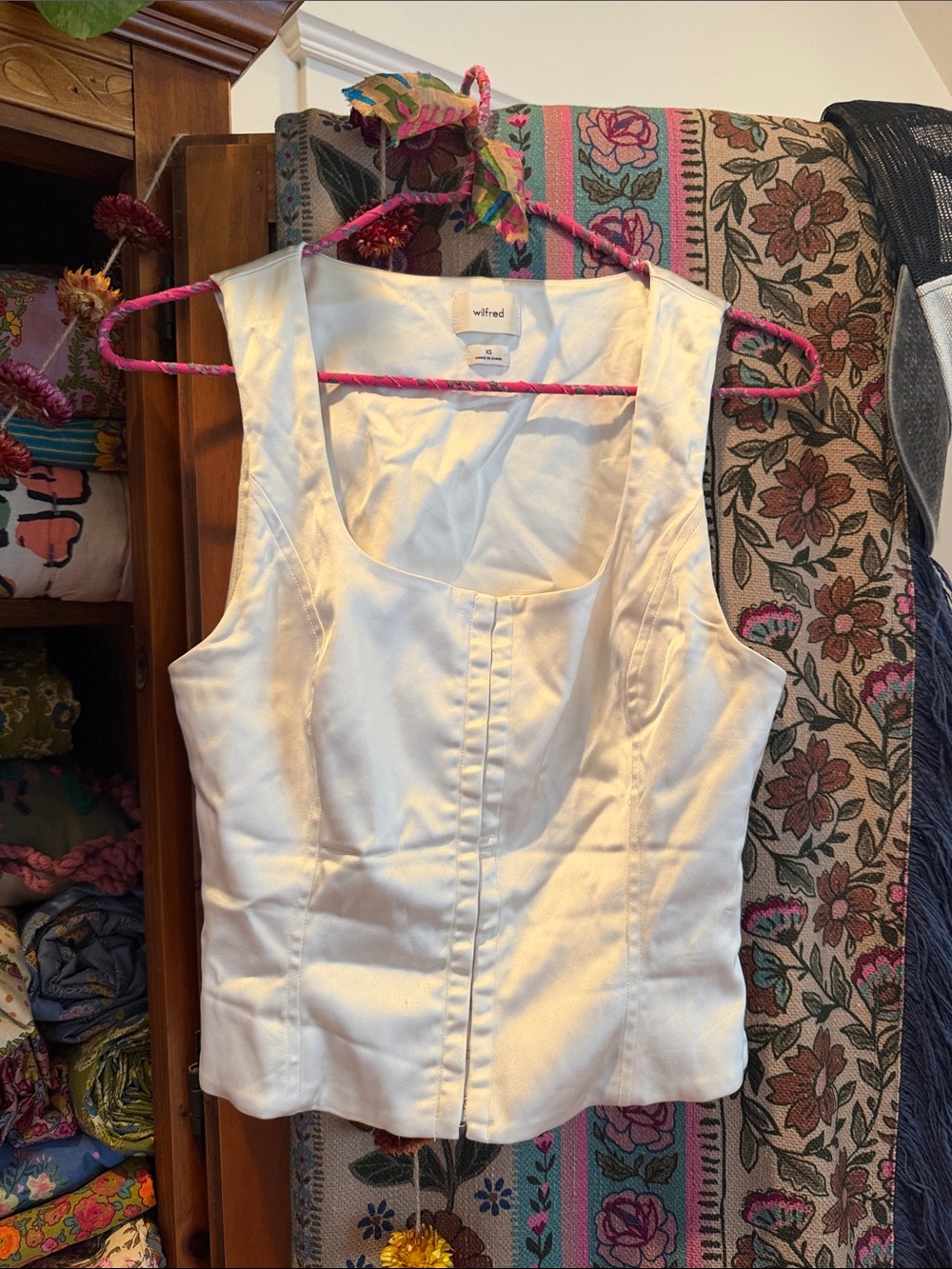 Wilfred White Sleeveless Square-Neck Camisole